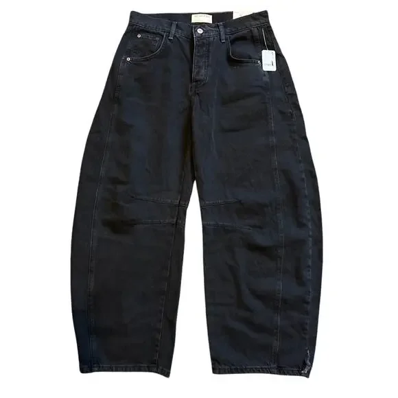 NWT We The Free Good Luck Mid-Rise Barrel Jeans Soundwave Black Size 25 - Picture 3 of 12